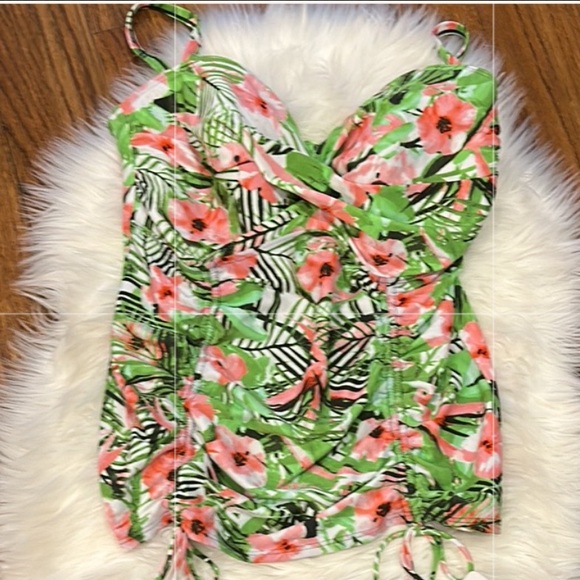 NWT Swim by Chuck Hardy Hibiscus Palm Twist Bra Tankini - Picture 5 of 6